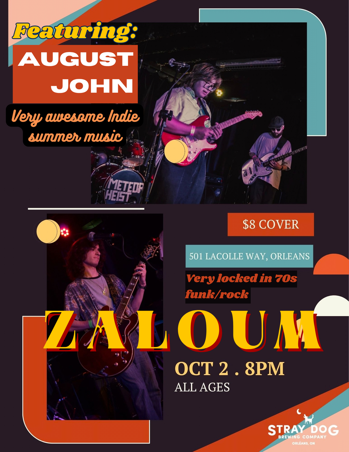 SDBC Taproom Concerts Presents - Zaloum w/special guest August John Oct 2, doors 8pm ALL AGES