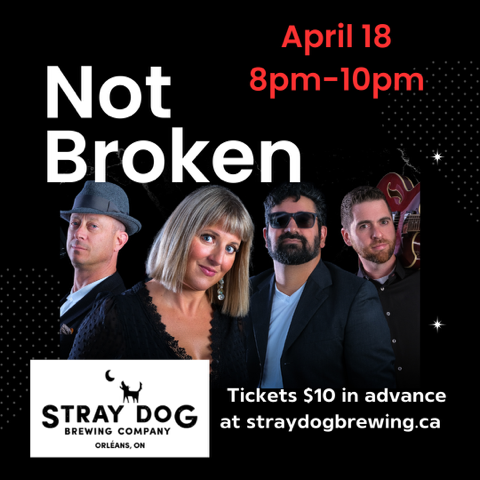 SDBC Taproom Concerts Presents - Not Broken - April 18, 8 pm.