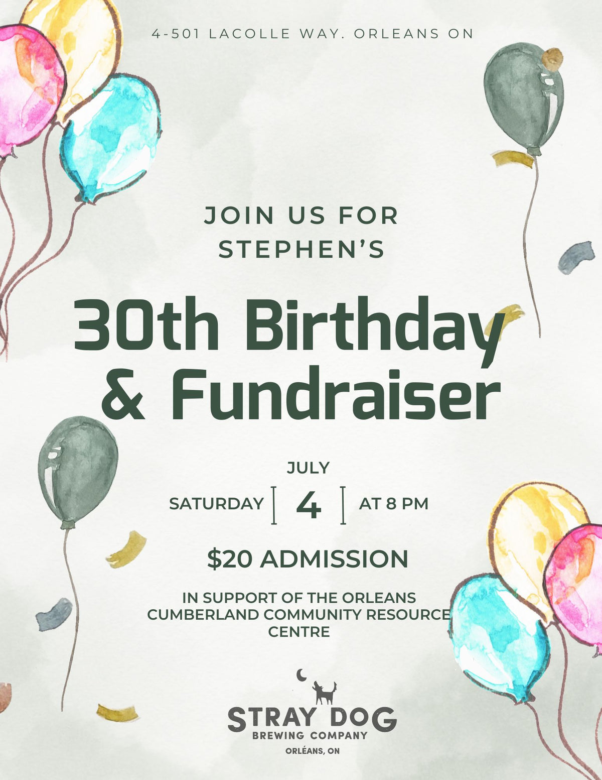 Private Event - Stephen's 30th birthday fundraiser